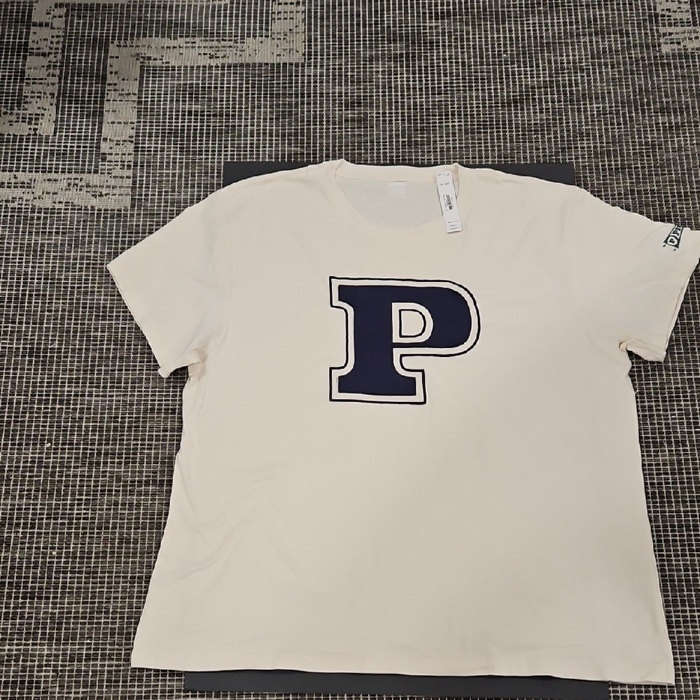 Victoria's Secret Cream Tee with Navy 'P' Graphic